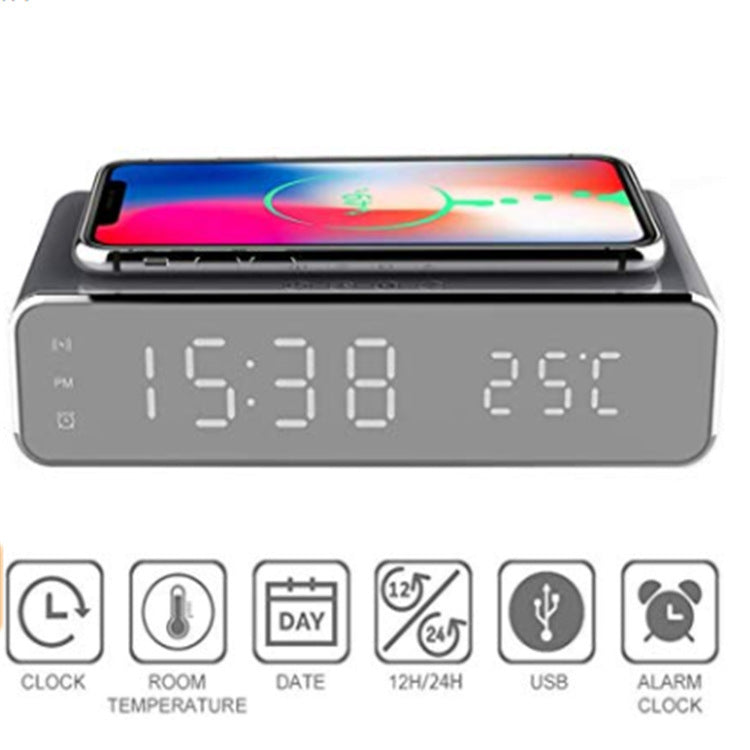 Wireless Charging Time Display Thermometer Alarm Clock